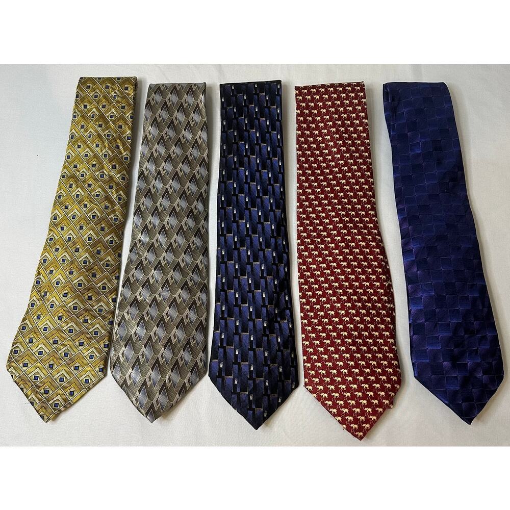 Men's Neck-Tie Bundle of 5 Mixed Brands Silk Polyester‎ Work Dress